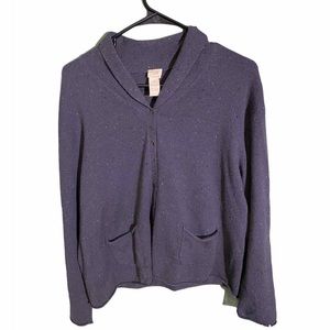 J. Jill 100% Cashmere Grey Button-Up Cardigan